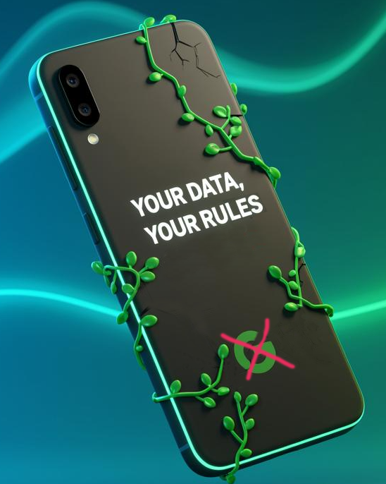 image of privacy phone 'your data, your rules'