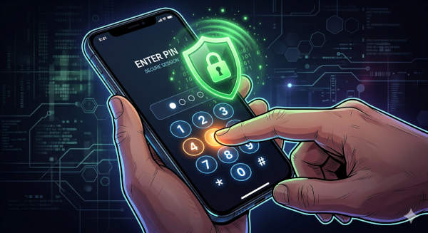 Entering PIN on smartphone
